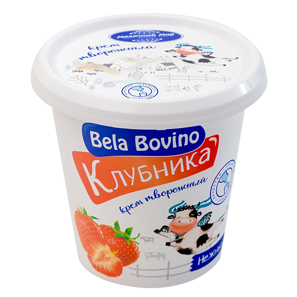 Крем творожный взбитый Bela Bovino Клубника, 3% (110г)