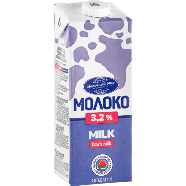 Миниатюра Молоко 3,2% 1л. Молочный мир Беларусь